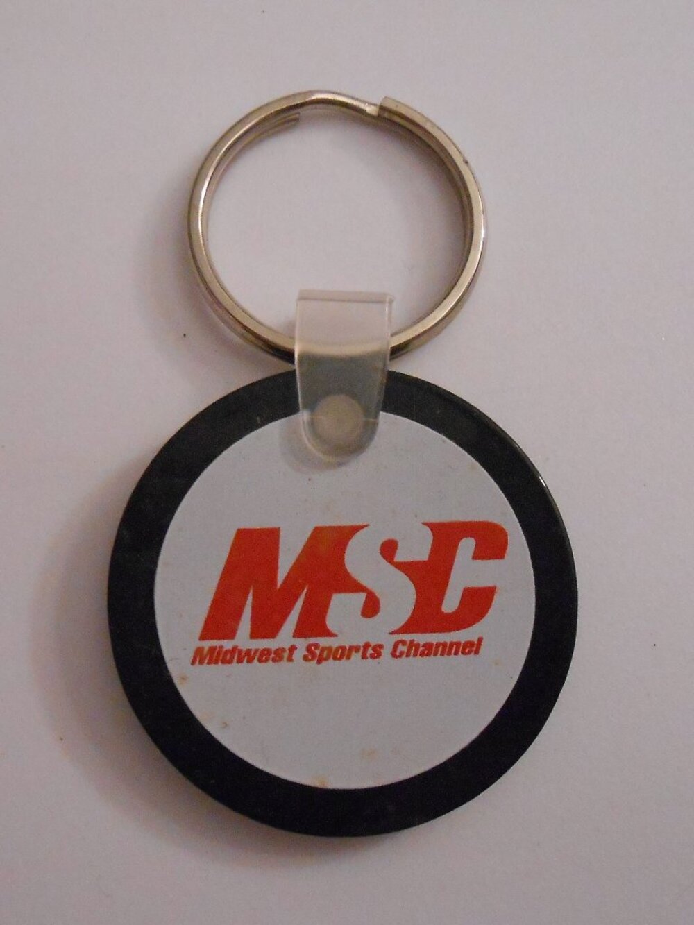 Vintage Advertising Keychain, Midwest Sports Channel, Black/White/Red, Sports